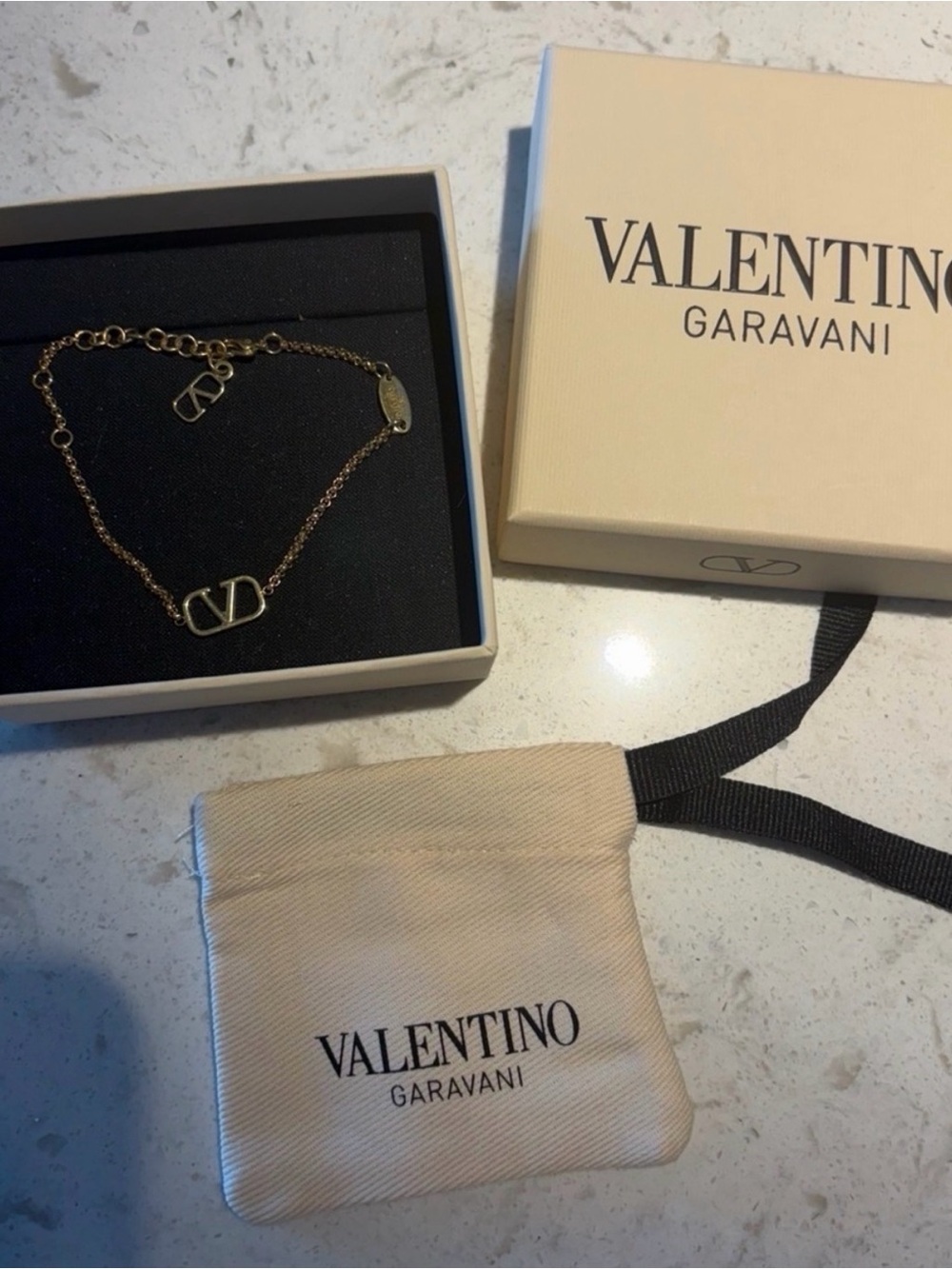 Valentino Garavani Gold V Logo Chain Bracelet